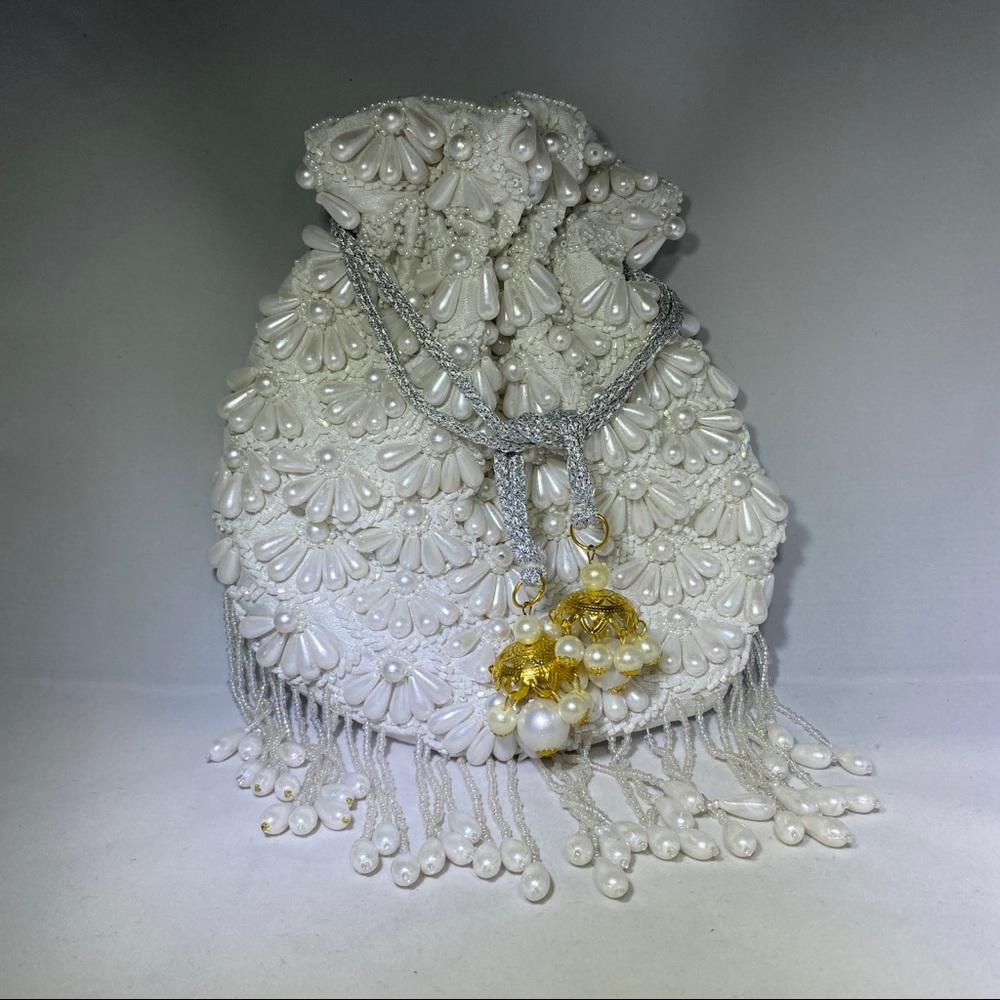 White Potli Bridal/Wedding bag